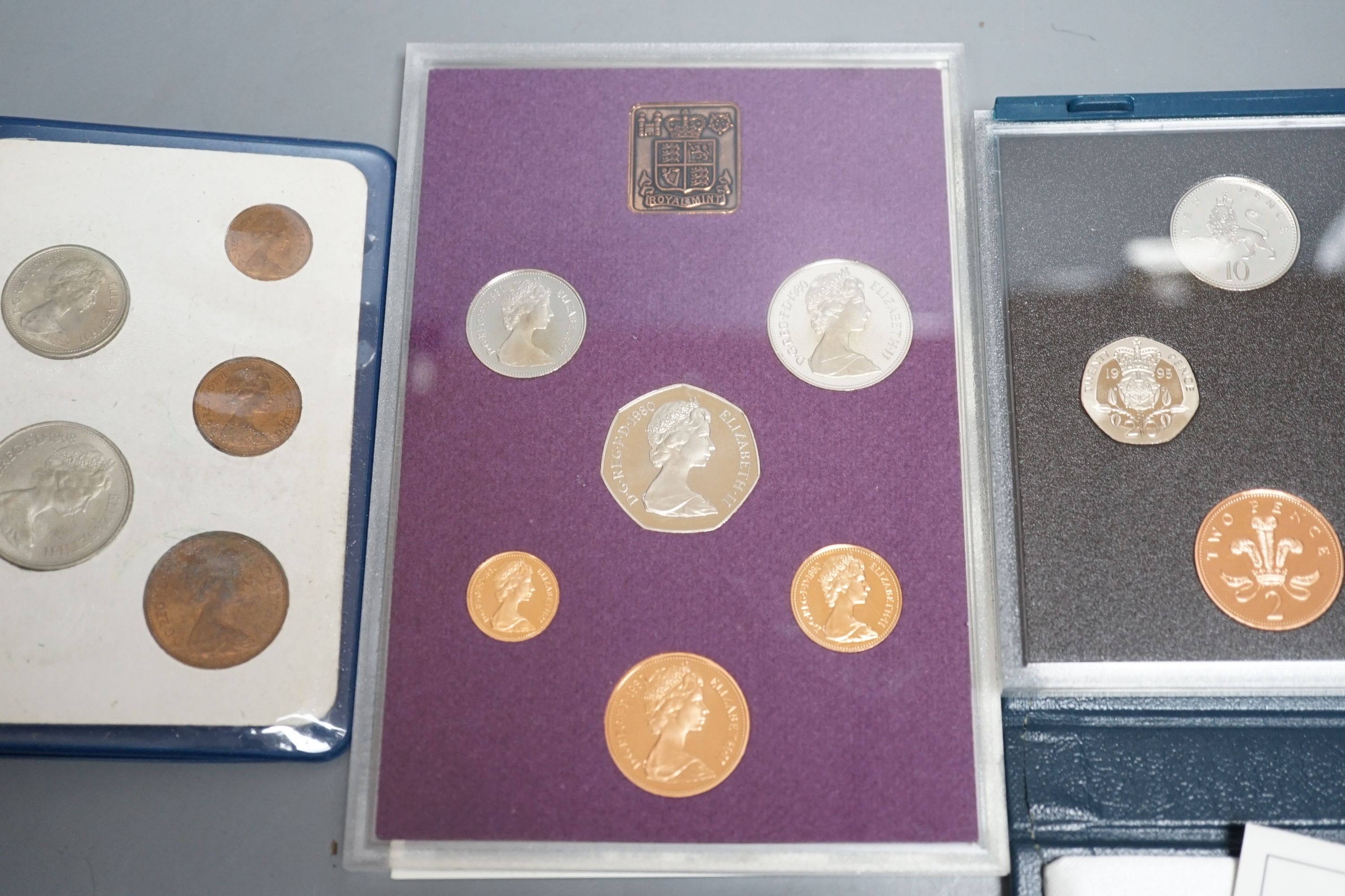 A group of UK proof and UNC coins